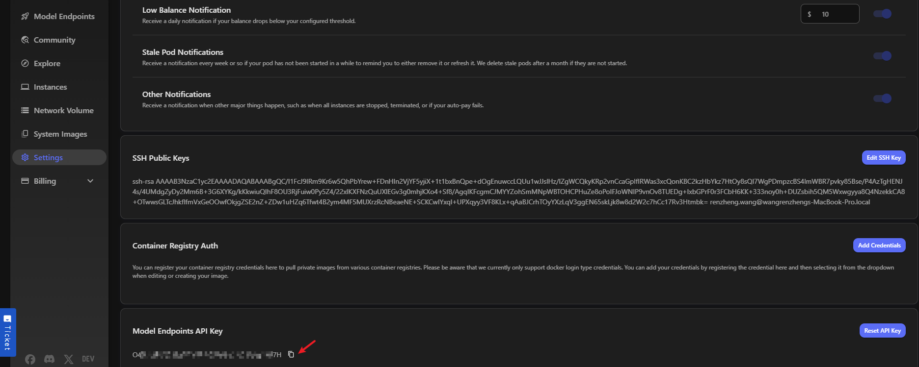 Copy API Key